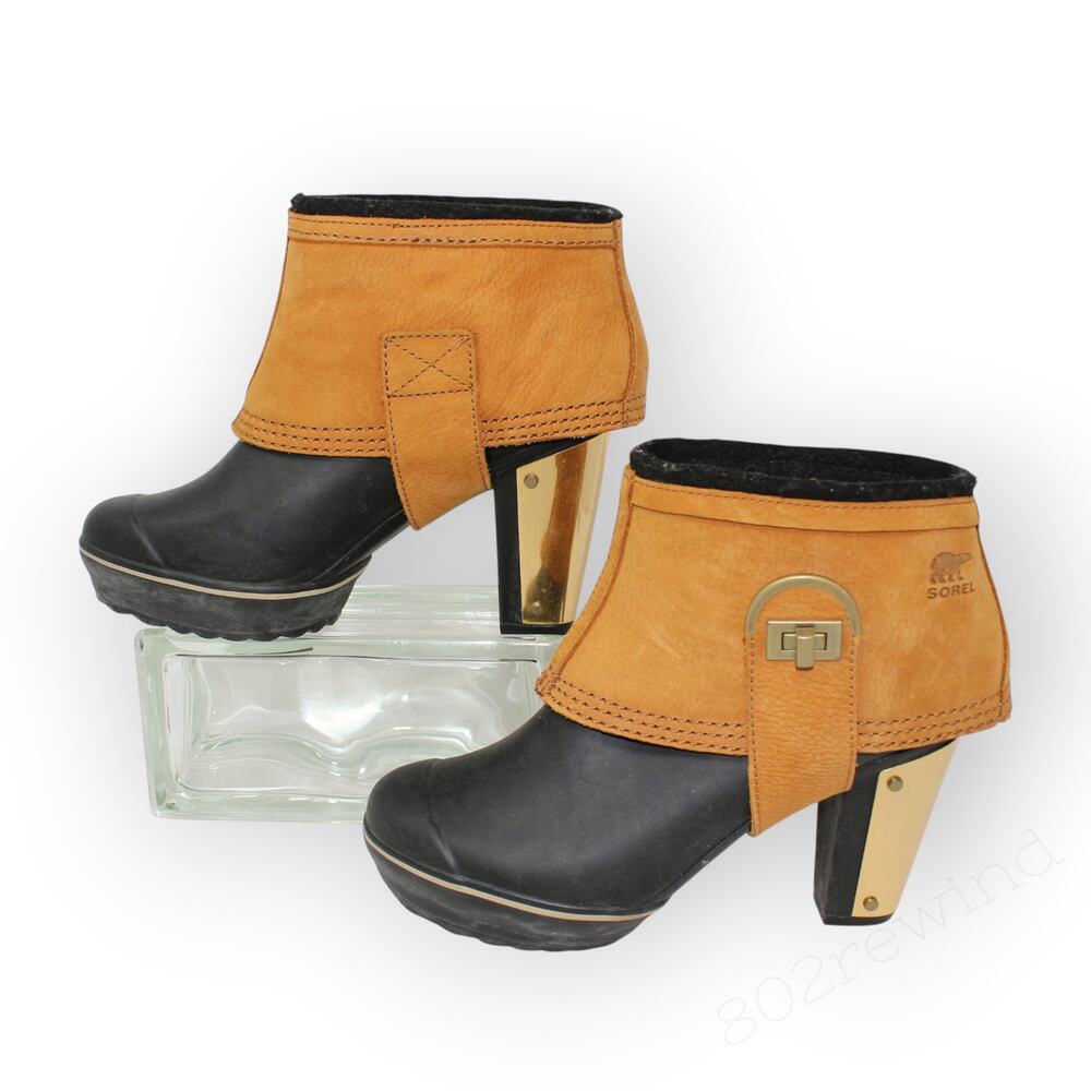 Sz 8 SOREL Medina II High-Heel Platform Rain Booties Waterproof 2086 - Picture 4 of 12